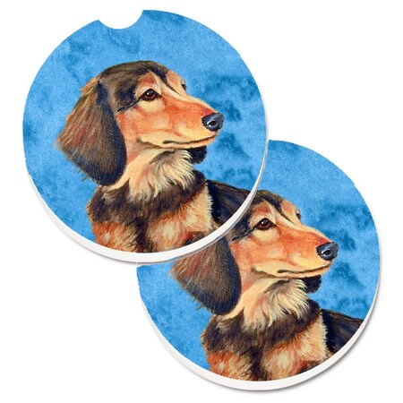 Carolines Treasures Blue Dachshund Set of 2 Cup Holder Car Coaster LH9391BUCARC